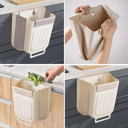 Space-Saving Collapsible Hanging Trash Can for Kitchen Cabinets