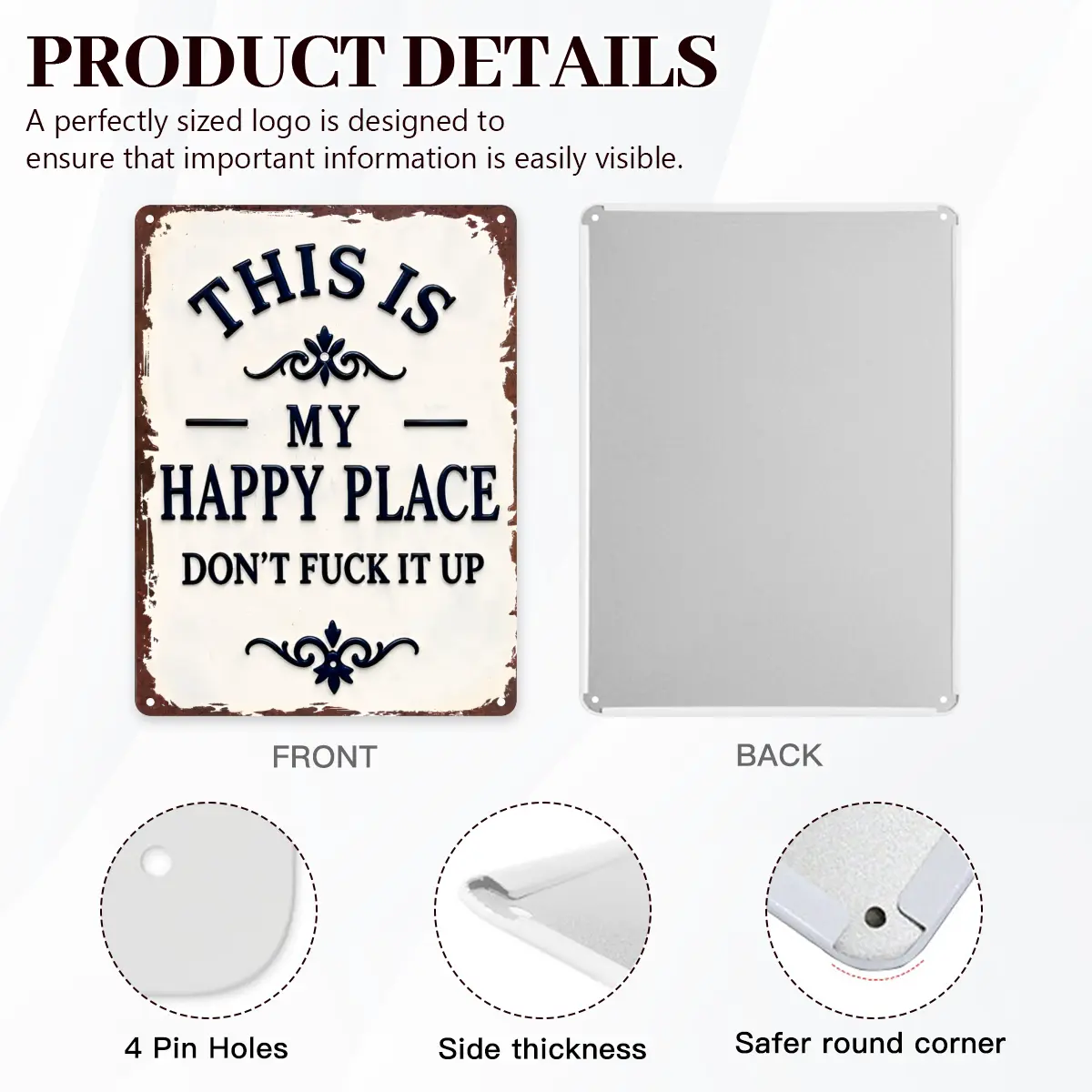 Purpose-Built My Happy Place Don't Ruin The Fun Metal Sign – 8x12