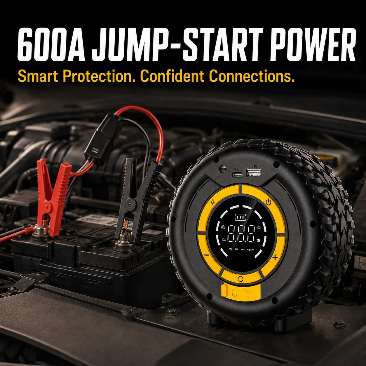Portable 8000mAh Jump Starter and Tire Inflator