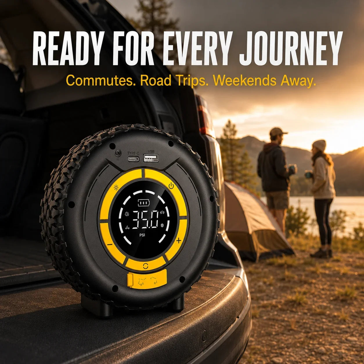Portable 8000mAh Jump Starter and Tire Inflator
