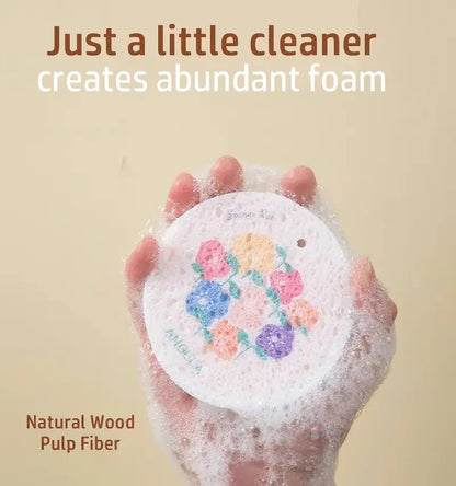 Practical Natural Wood Pulp Floral Dish Sponge – Eco-Friendly Kitchen