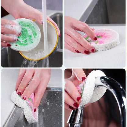 Practical Natural Wood Pulp Floral Dish Sponge – Eco-Friendly Kitchen