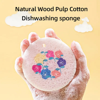 Practical Natural Wood Pulp Floral Dish Sponge – Eco-Friendly Kitchen