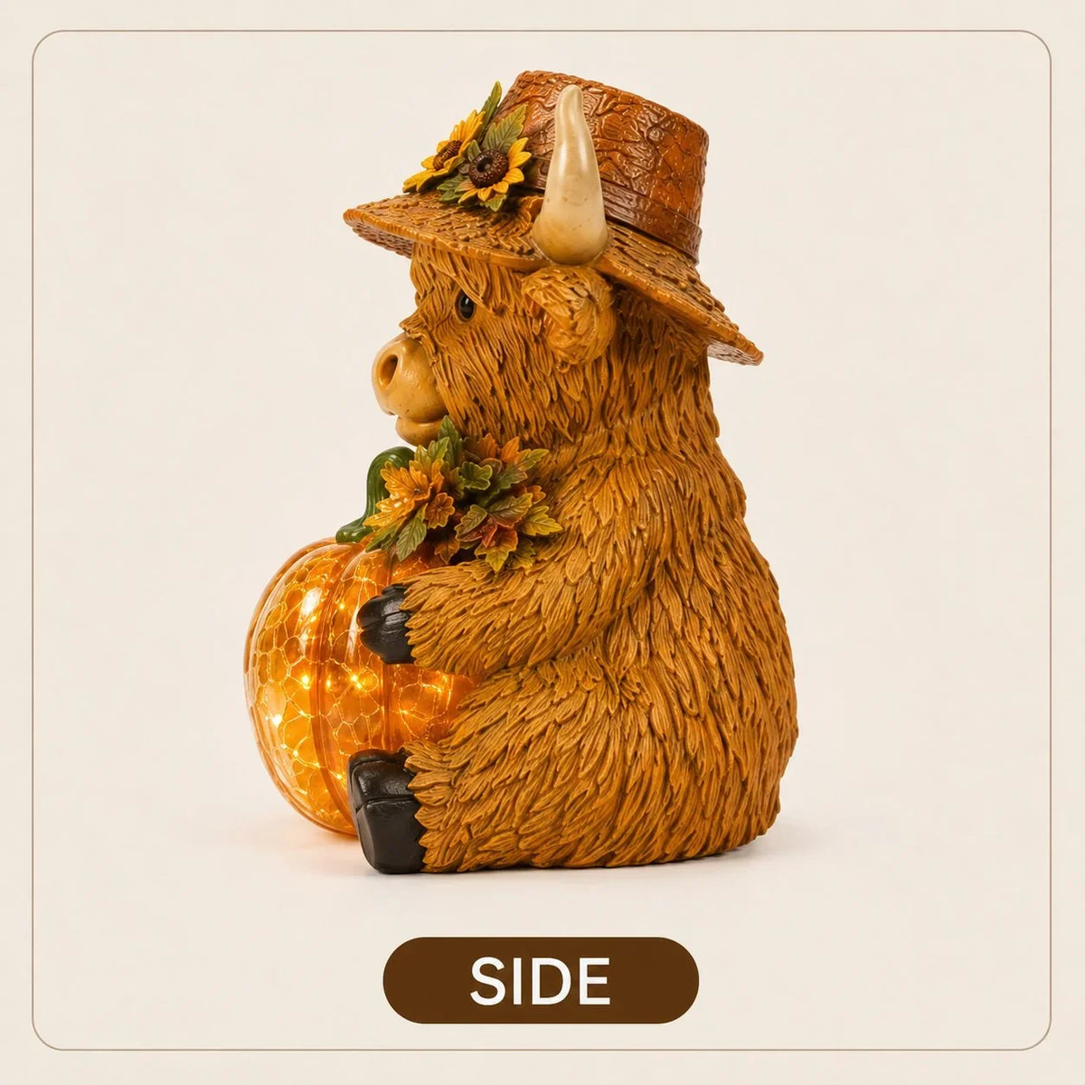 Outdoor Solar Highland Cow Pumpkin Light for Garden Display