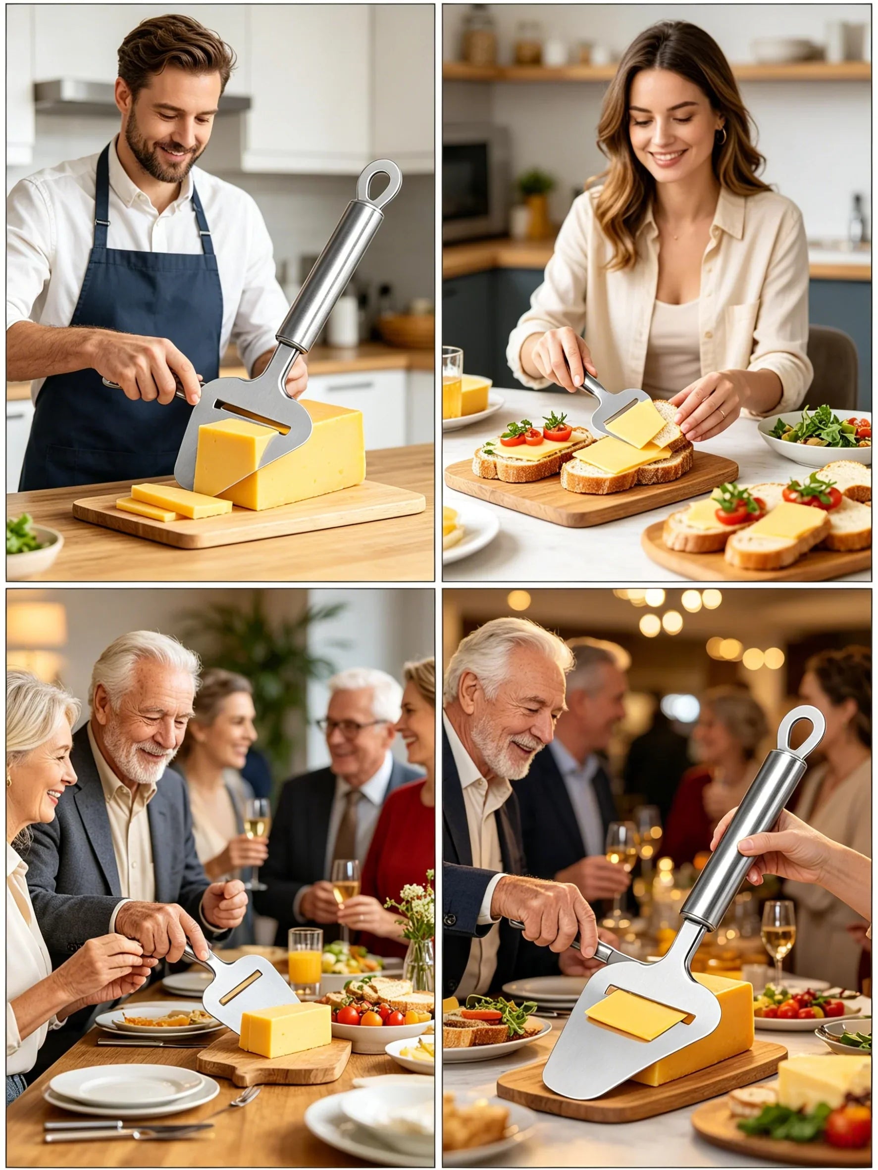 Stainless Steel Cheese Slicer with Sharp Blade and Easy Grip