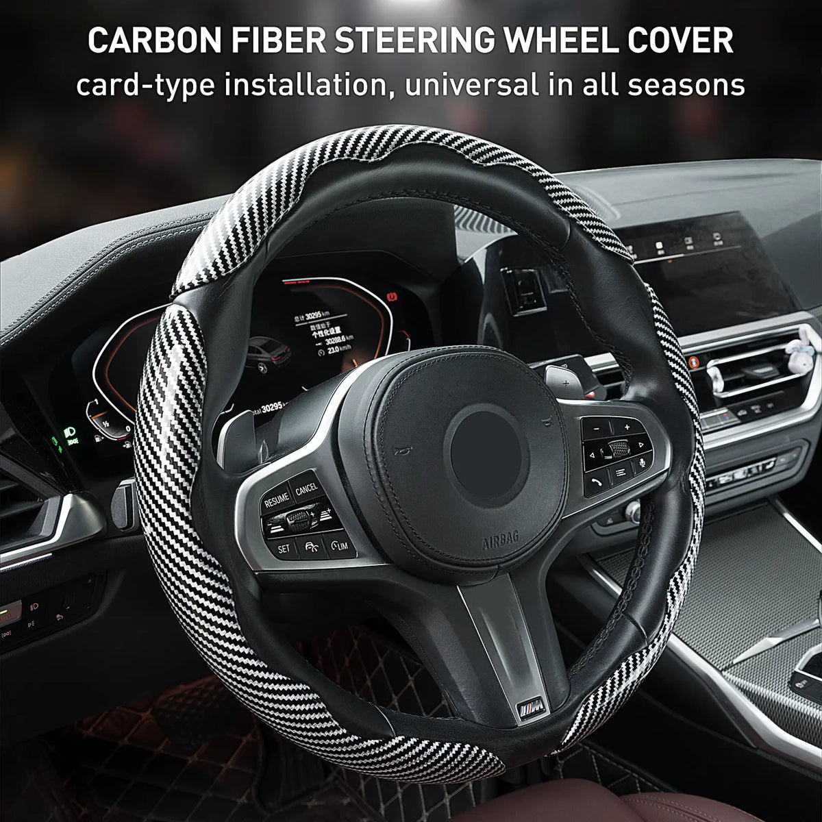 Vehicle-Ready Non-Slip Car Steering Wheel Cover for 15 Inch