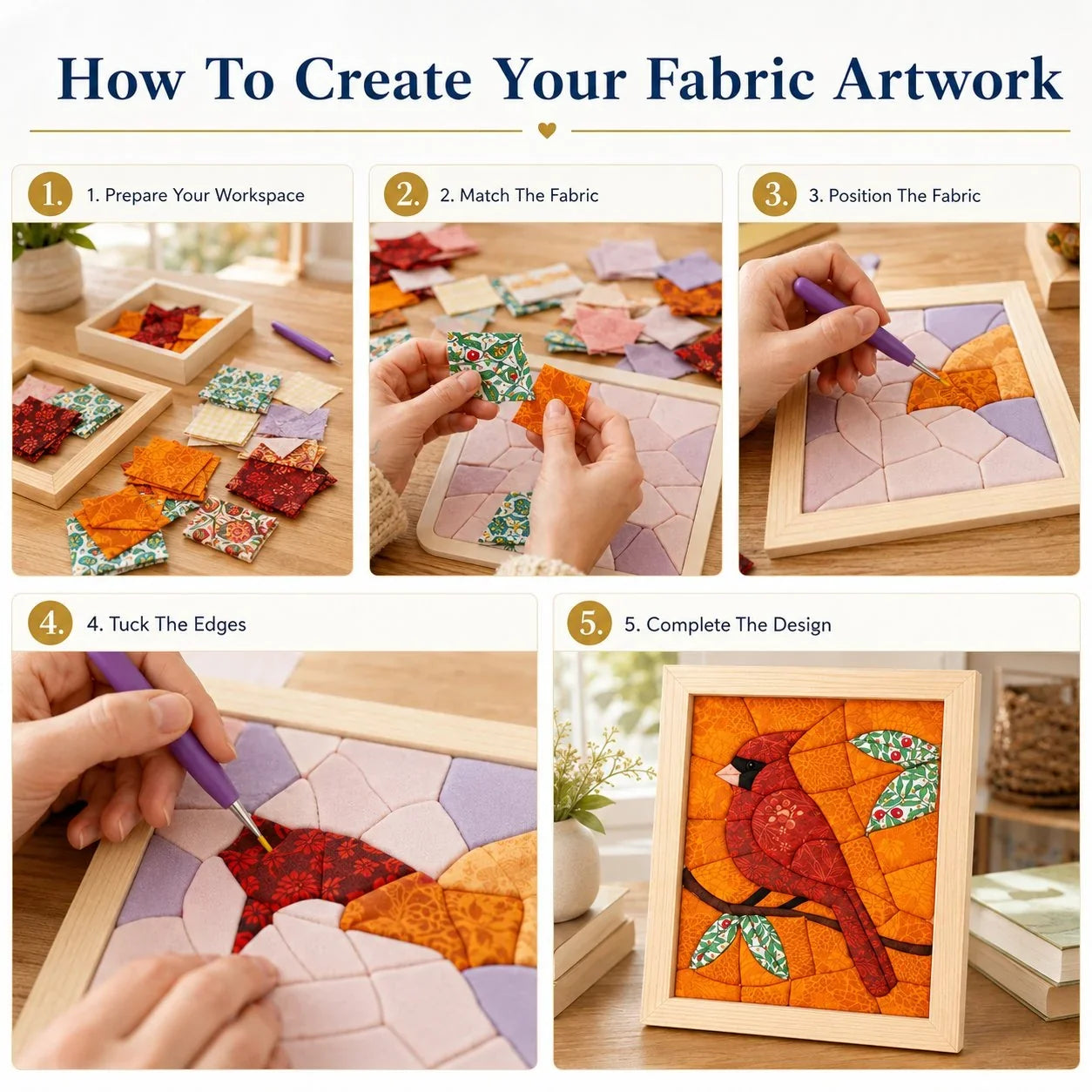 Hands-On No-Sew Kinusaiga Fabric Art Kit – DIY Fabric Tucking Wall