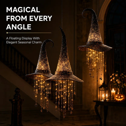 Decorative Lighted Witch Hat Hanging Decor with Cascading