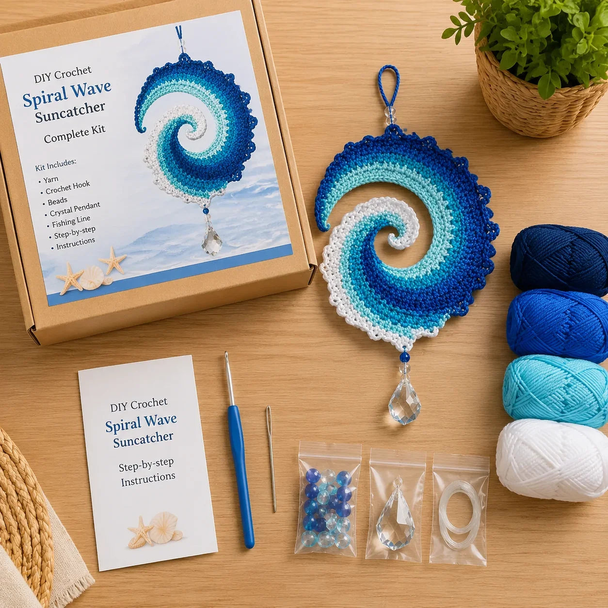 Hands-On Ocean Wave Crochet Wind Spinner Diy Kit for Creative Play