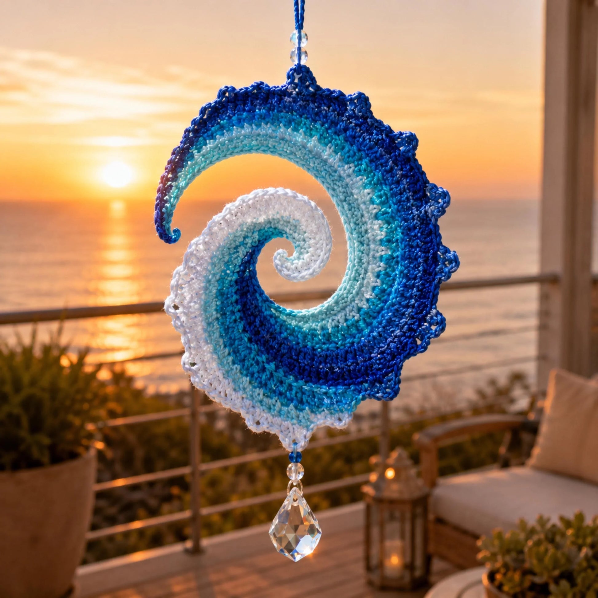 Hands-On Ocean Wave Crochet Wind Spinner Diy Kit for Creative Play