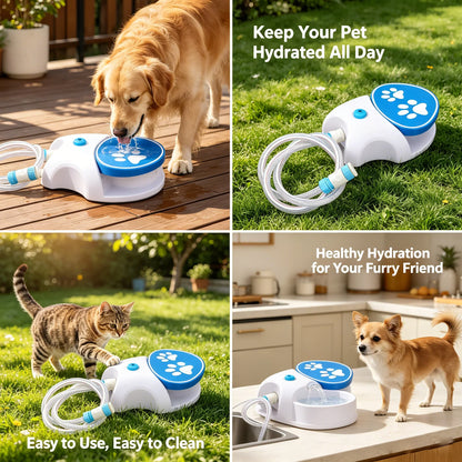 Foot-Activated Outdoor Pet Water Fountain with Hose Connection