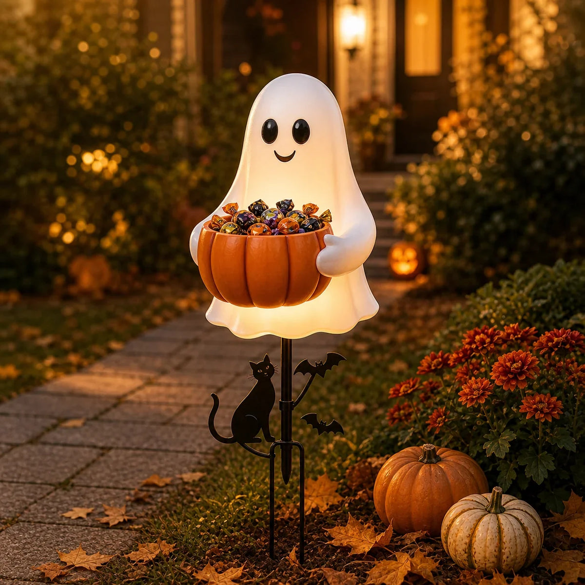 Outdoor Ghost Candy Holder Garden Stake for Garden Display