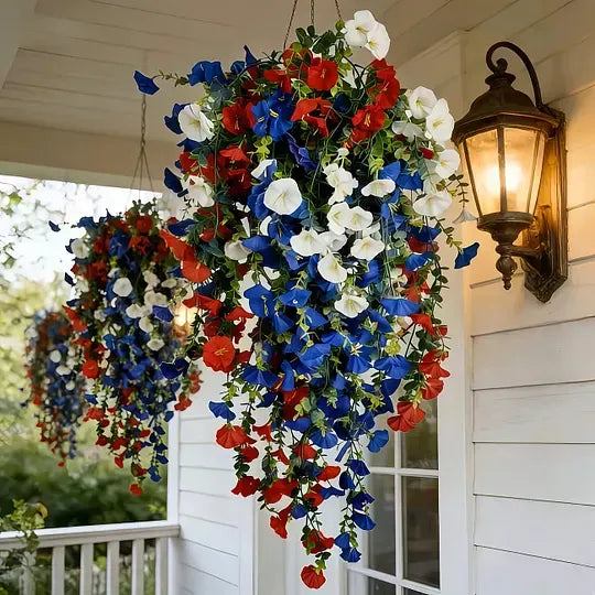 Pre-Lit Patriotic Artificial Flower Set for America's 250th