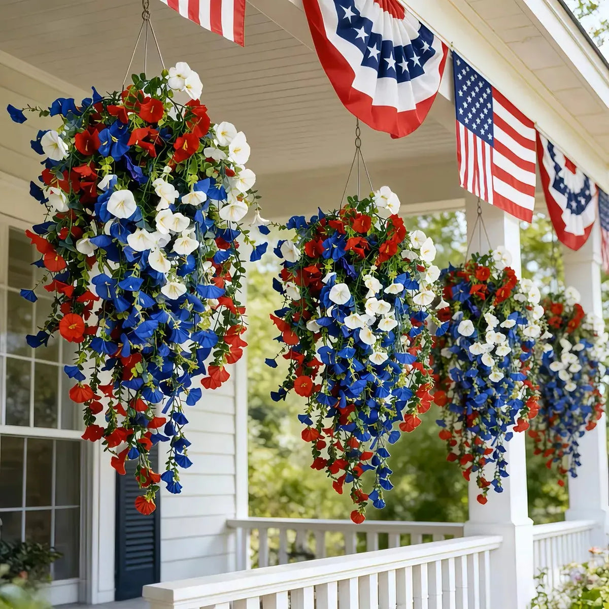 Pre-Lit Patriotic Artificial Flower Set for America's 250th