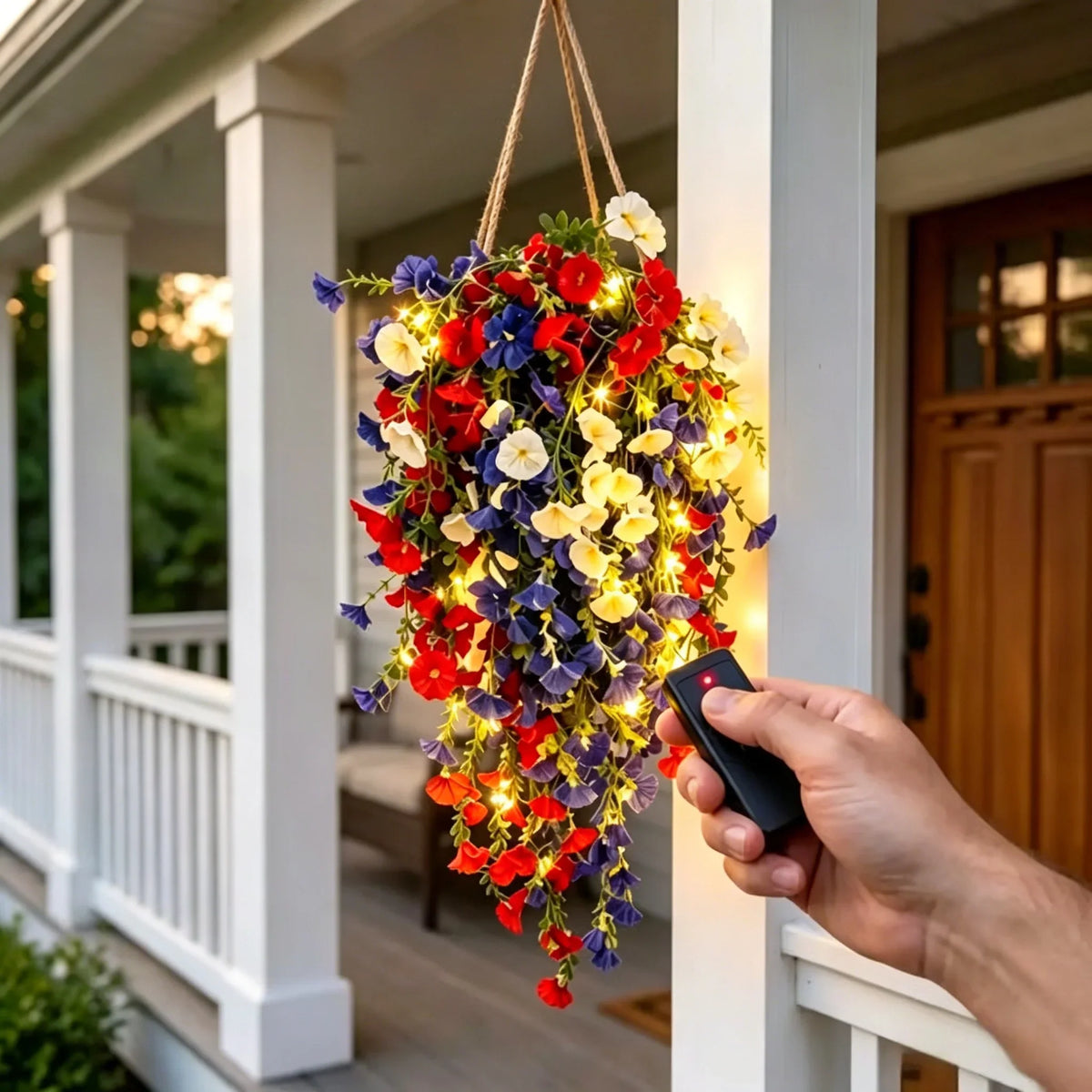Pre-Lit Patriotic Artificial Flower Set for America's 250th