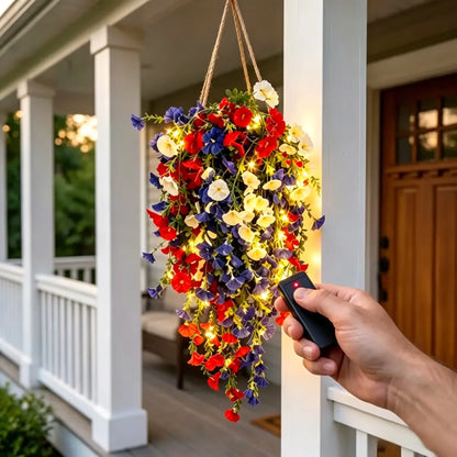 Pre-Lit Patriotic Artificial Flower Set for America's 250th