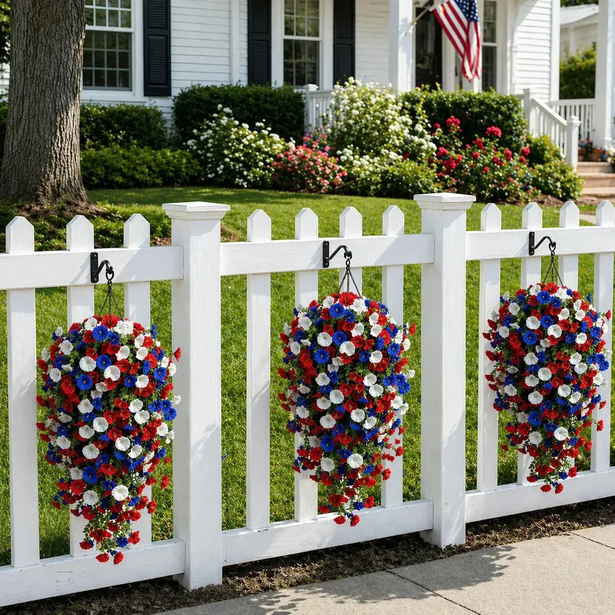 Pre-Lit Patriotic Artificial Flower Set for America's 250th