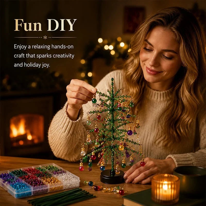Hands-On Mini Tabletop DIY Beaded Tree Craft Kit – Handmade Holiday