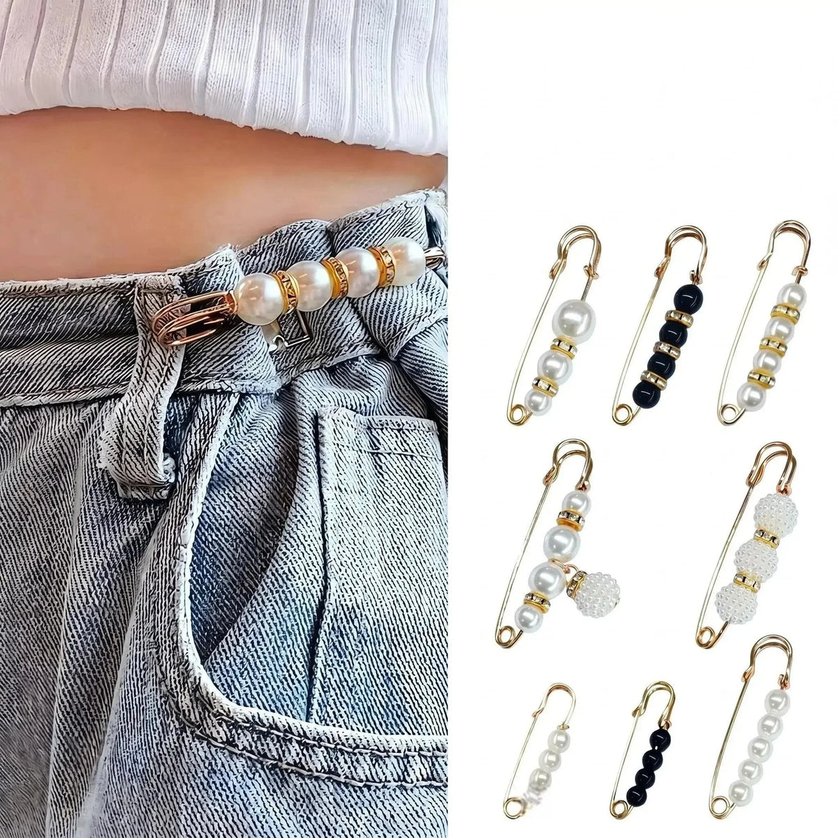 Vehicle-Ready 6-Piece Pearl Brooch Pin Set - Decorative Mixed-Style