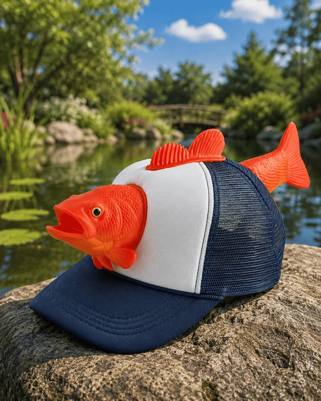 3D Bass Fish Trucker Hat for Lake and Fishing Trips