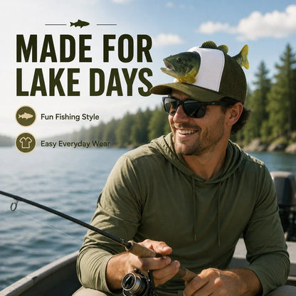 3D Bass Fish Trucker Hat for Lake and Fishing Trips