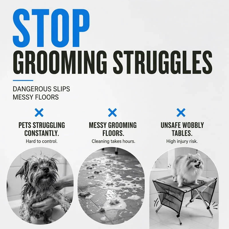 Pet-Friendly 2-in-1 Foldable Pet Grooming Bed for Daily Pet Care