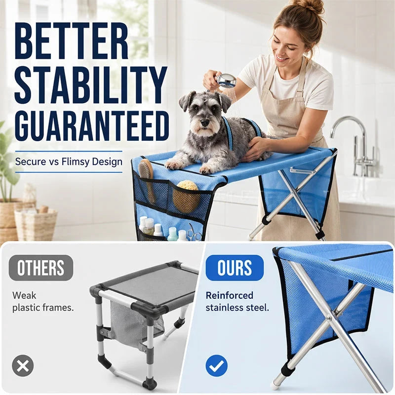 Pet-Friendly 2-in-1 Foldable Pet Grooming Bed for Daily Pet Care