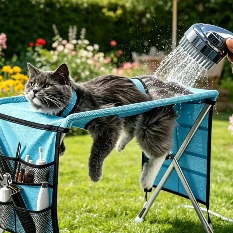 Pet-Friendly 2-in-1 Foldable Pet Grooming Bed for Daily Pet Care