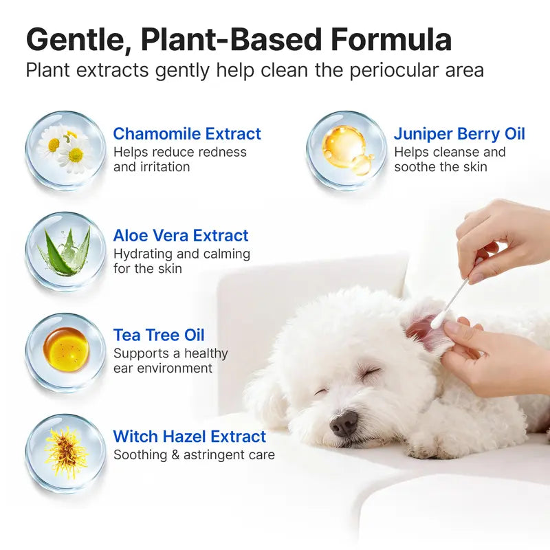 Alcohol-Free Pet Ear Cleaning Swabs, 100-Pack for Dogs and Cats