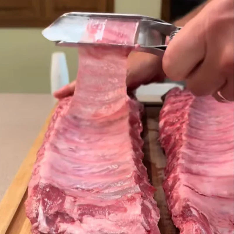 Purpose-Built Stainless Steel BBQ Rib Skinner for Everyday Use