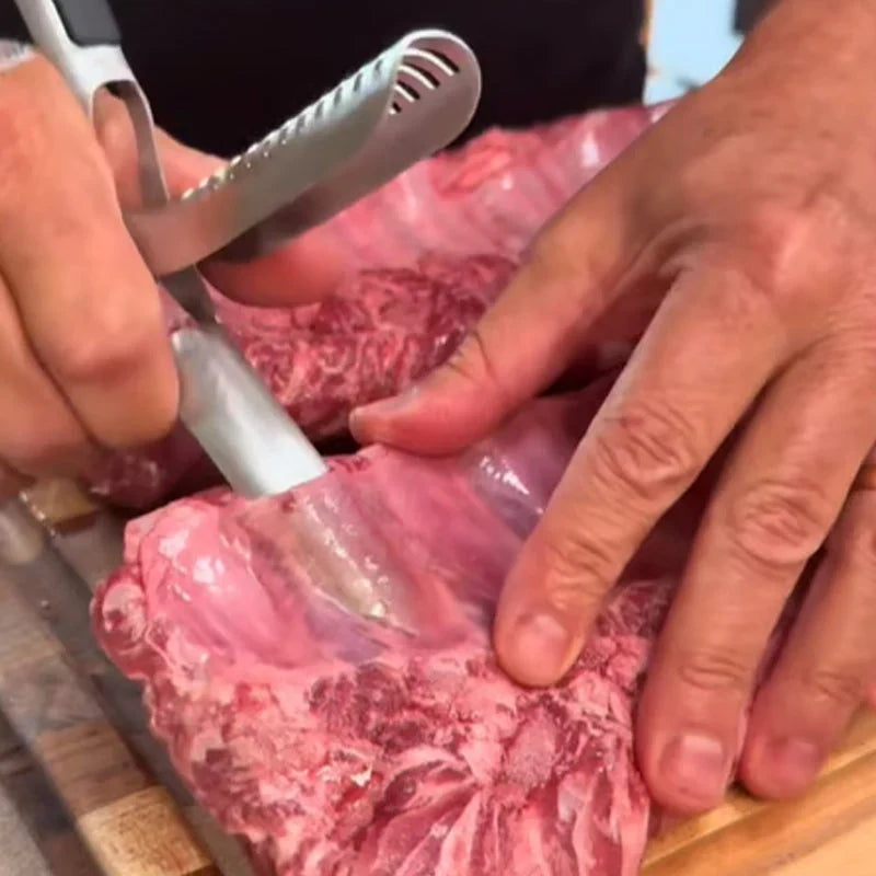 Purpose-Built Stainless Steel BBQ Rib Skinner for Everyday Use