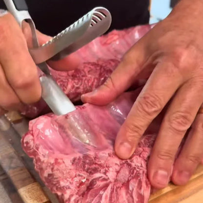 Purpose-Built Stainless Steel BBQ Rib Skinner for Everyday Use
