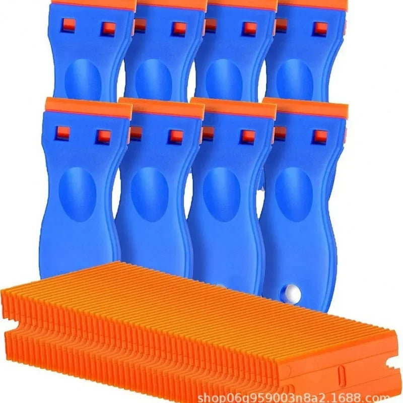 Plastic Razor-Blade Scraper with Ergonomic Handle and Spare Blades