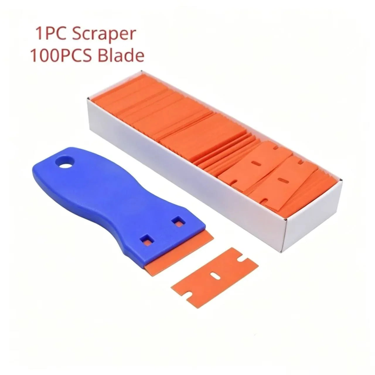 Plastic Razor-Blade Scraper with Ergonomic Handle and Spare Blades