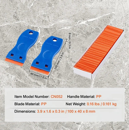 Plastic Razor-Blade Scraper with Ergonomic Handle and Spare Blades