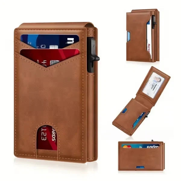 Vehicle-Ready RFID Blocking Minimalist Pop-Up Wallet – One-Second