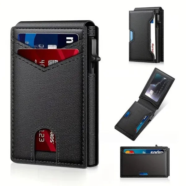 Vehicle-Ready RFID Blocking Minimalist Pop-Up Wallet – One-Second