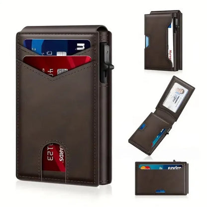 Vehicle-Ready RFID Blocking Minimalist Pop-Up Wallet – One-Second