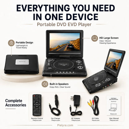 Hands-On 7.8" HD Portable DVD Player – 4+ Hour Rechargeable Battery