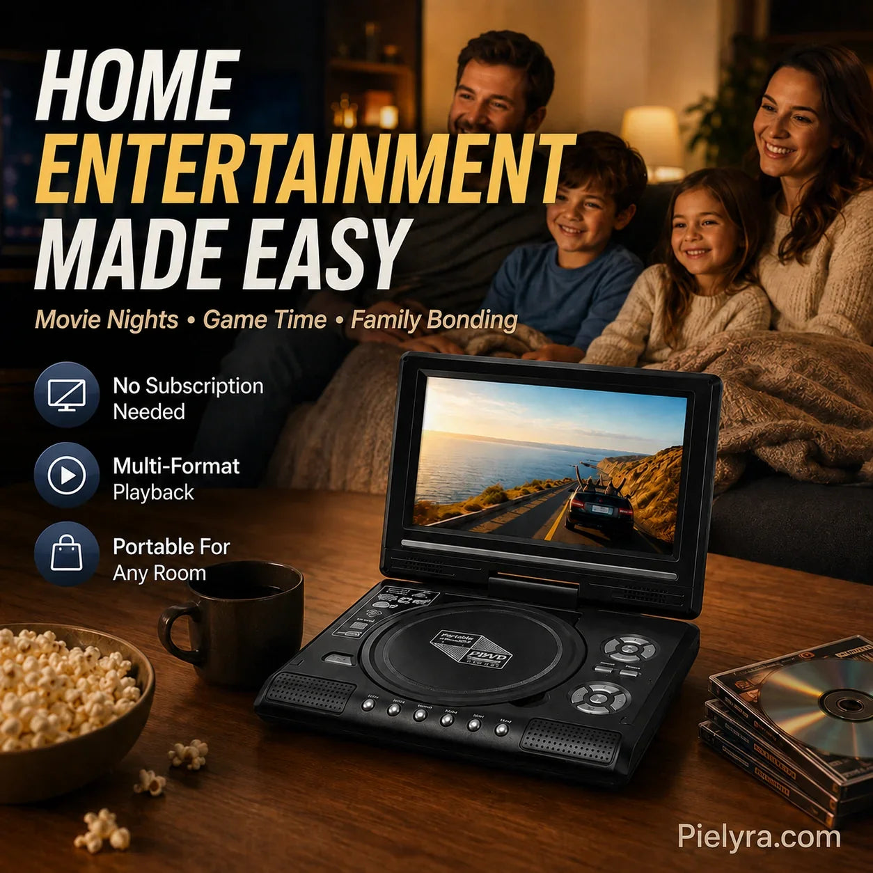 Hands-On 7.8" HD Portable DVD Player – 4+ Hour Rechargeable Battery