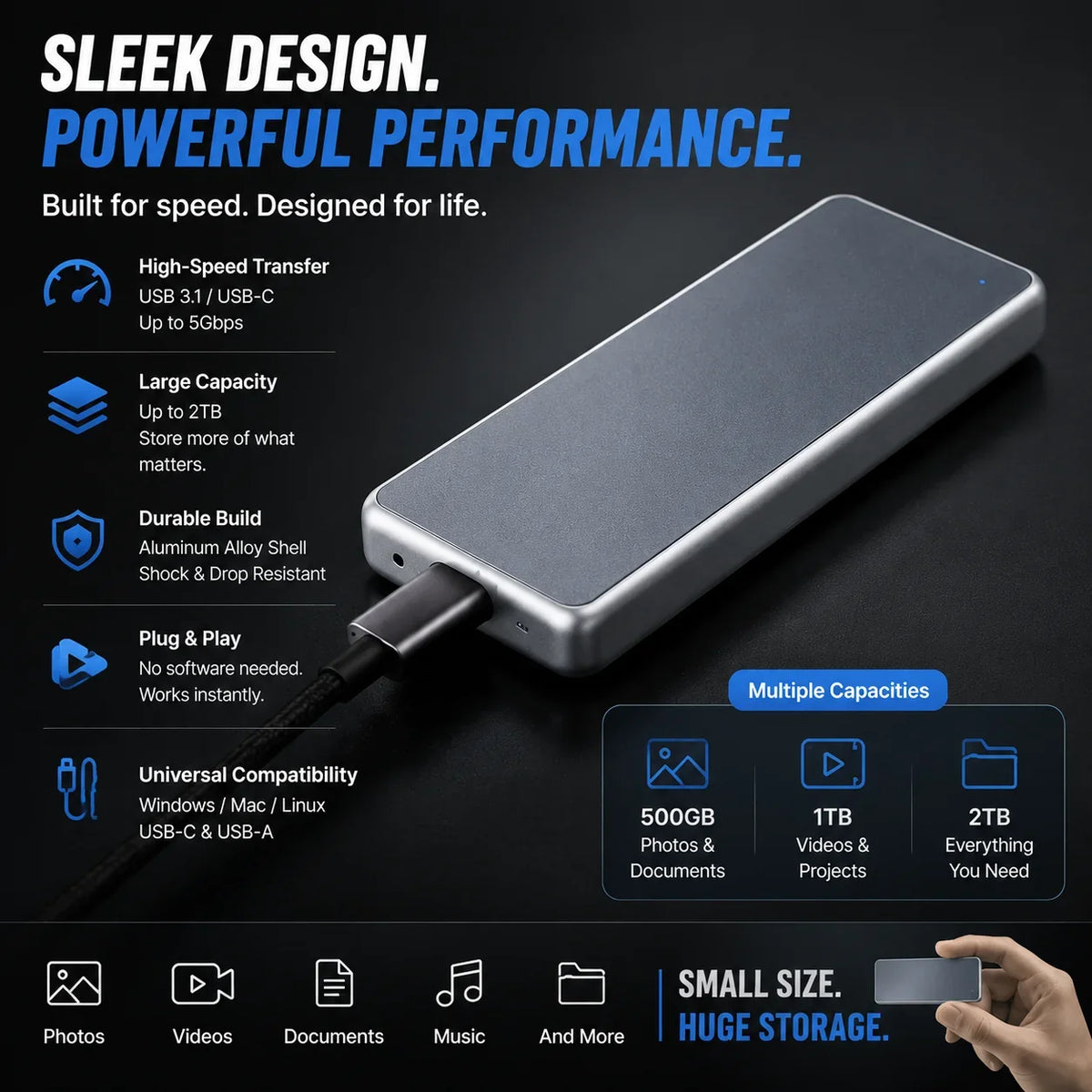 Purpose-Built Portable External SSD – Protect Your Photos, Videos &