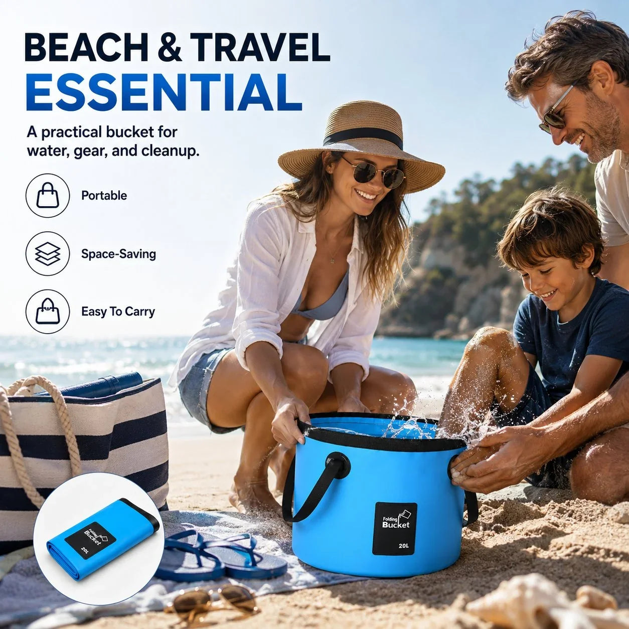 Space-Saving Portable Folding Water Storage BucketYour Go‐Anywhere
