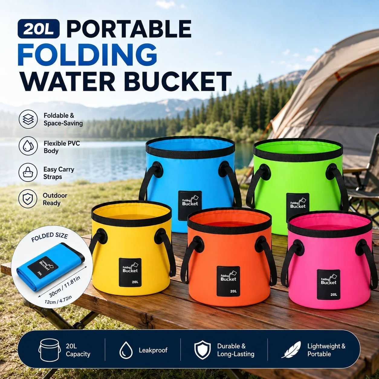 Space-Saving Portable Folding Water Storage BucketYour Go‐Anywhere