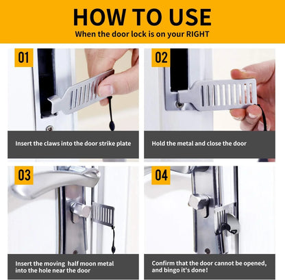 Stainless Steel Portable Door Lock for Added Travel Security
