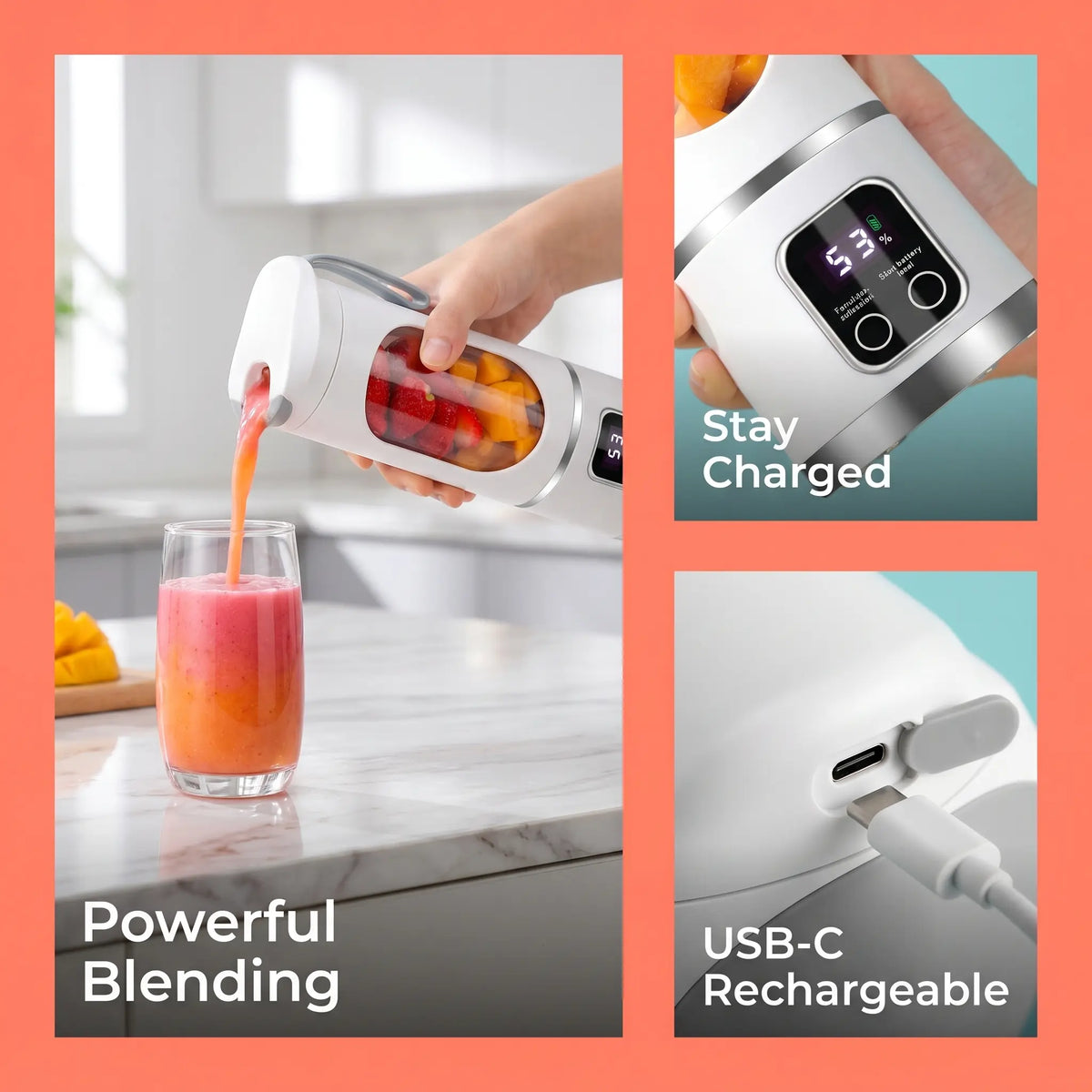 Purpose-Built 24-Hour – Portable USB Blender with LED