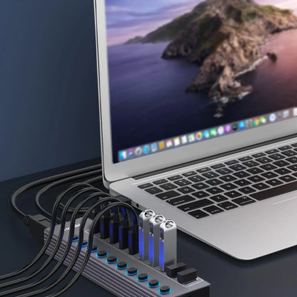 Powered 10-Port USB 3.0 Hub with Individual Switches