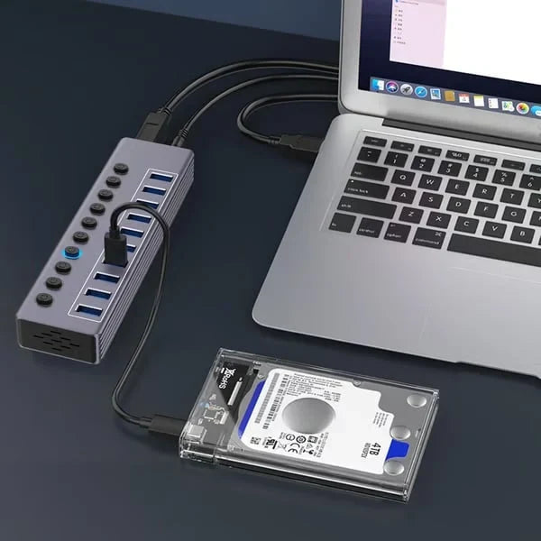 Powered 10-Port USB 3.0 Hub with Individual Switches