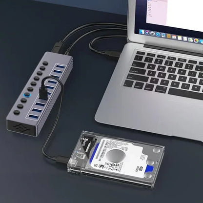 Powered 10-Port USB 3.0 Hub with Individual Switches