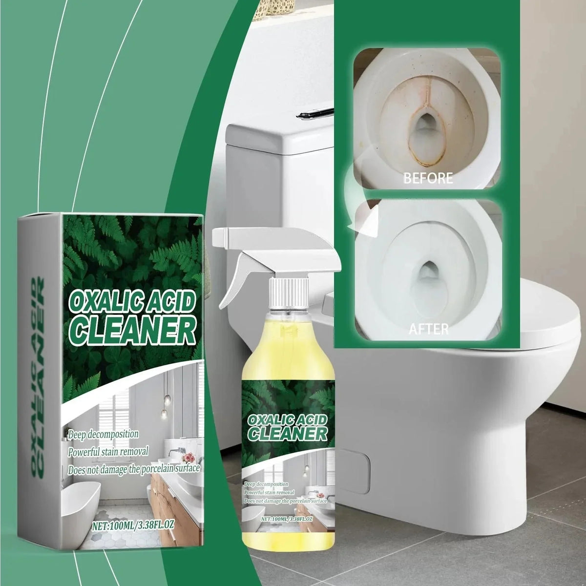 Easy-Care No-Scrub Bathroom Stain Remover For Toilet &