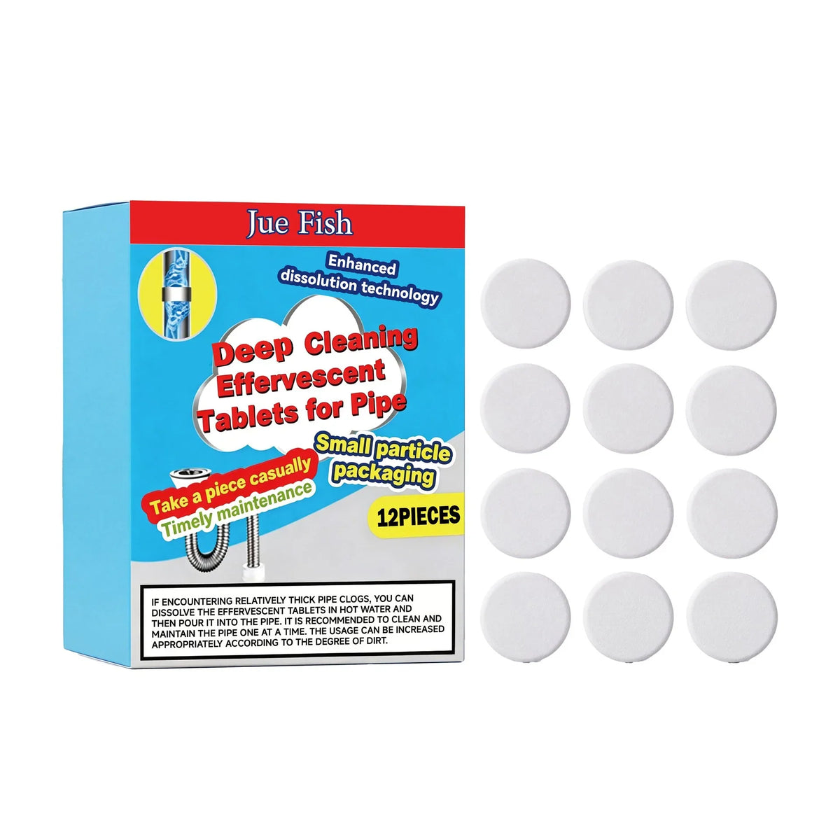Easy-Care Powerful Cleaning Effervescent Tablets for Pipe, Fast
